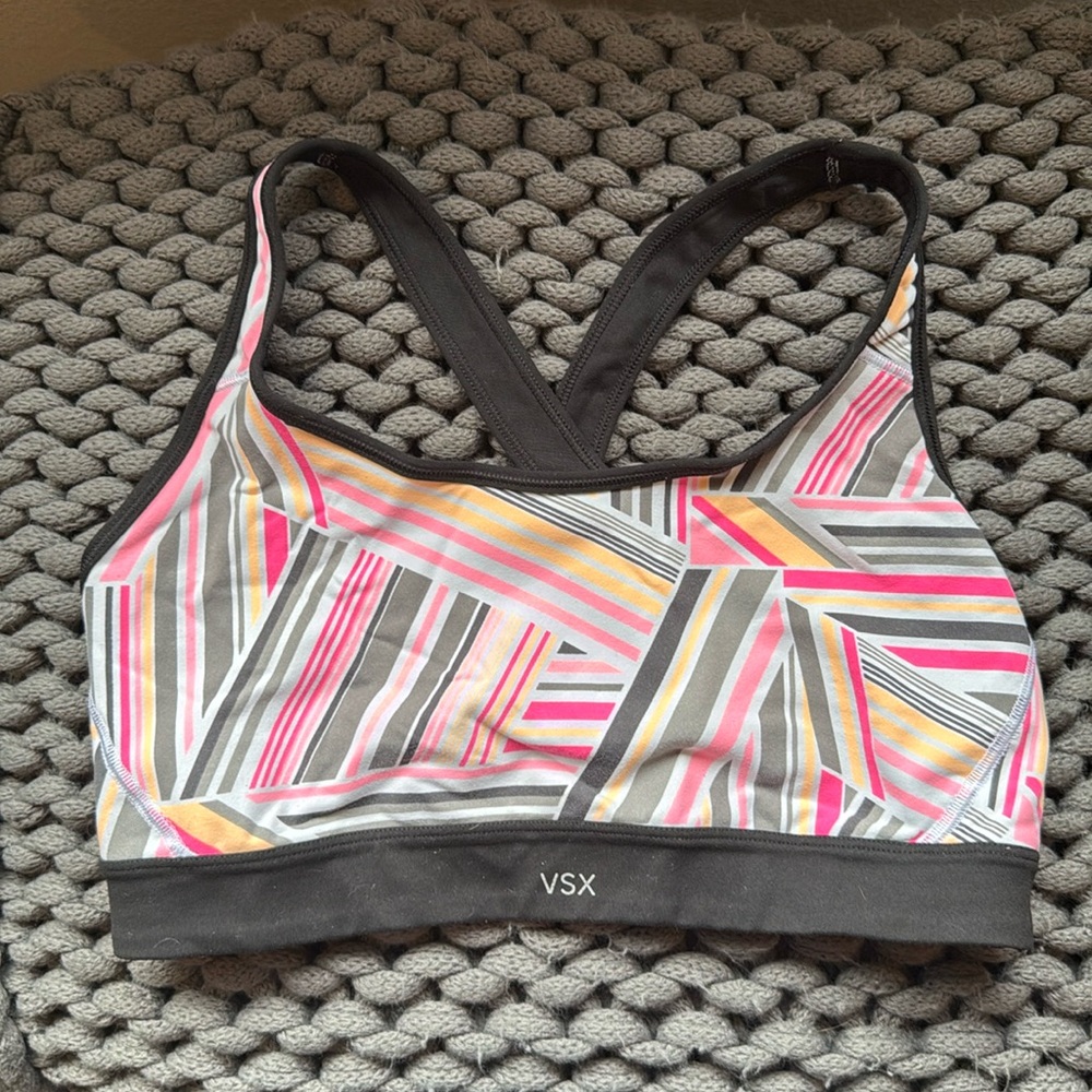 Multi color Victoria cross back sports bra